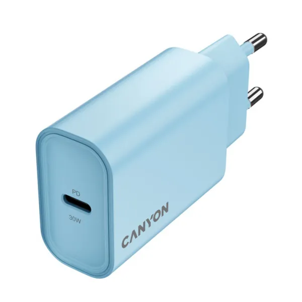 Устройство зарядное OnCharge 30CL Max Power 30W 1xPD EU голубое Canyon (CNE-CHA30CLLBL) - Фото 2