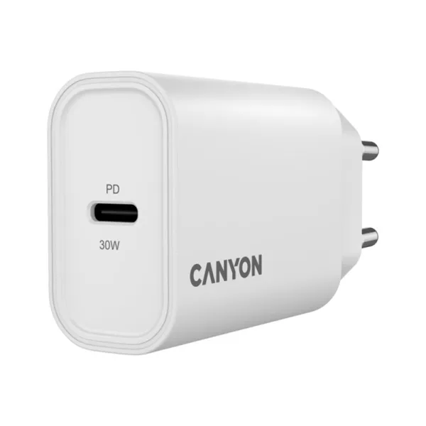 Устройство зарядное OnCharge 30CL Max Power 30W 1xPD EU белое Canyon (CNE-CHA30CLLW) - Фото 1