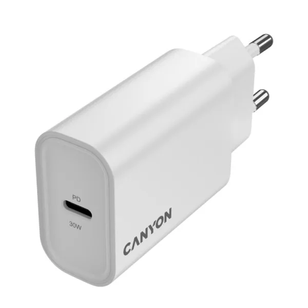 Устройство зарядное OnCharge 30CL Max Power 30W 1xPD EU белое Canyon (CNE-CHA30CLLW) - Фото 3