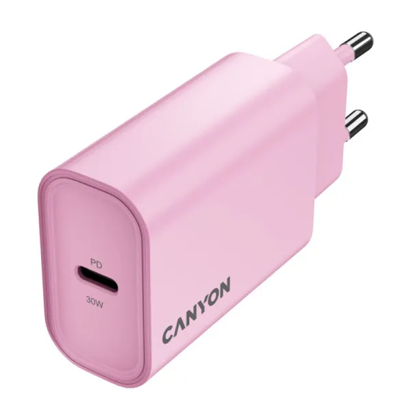 Пристрій зарядний onCharge 30CL Max Power 30W 1xPD EU рожевий Canyon (CNE-CHA30CLPK) - Фото 3