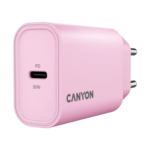 Пристрій зарядний onCharge 30CL Max Power 30W 1xPD EU рожевий Canyon (CNE-CHA30CLPK) - Фото 4