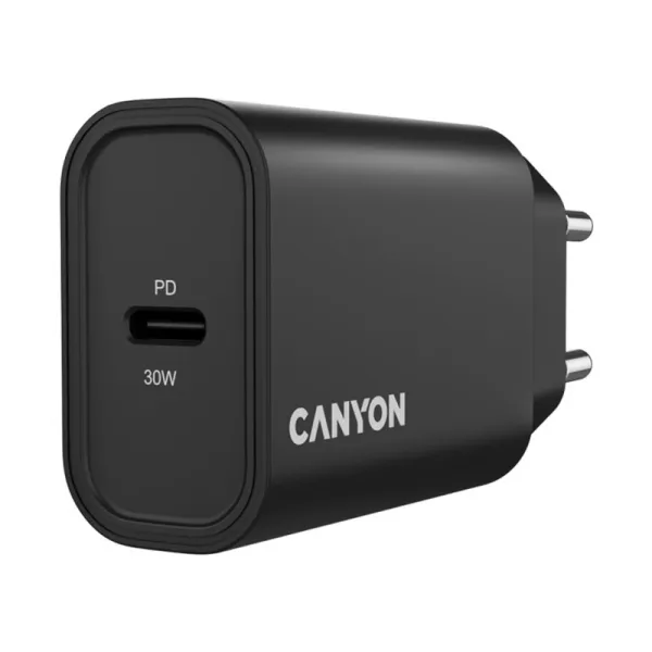 Устройство зарядное onCharge 30CL Max Power 30W 1xPD EU черное Canyon (CNE-CHA30CLB) - Фото 1