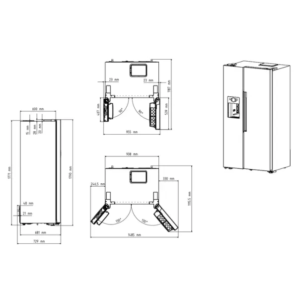 Холодильник 179x91x71, 368/190л, E, NF, нерж Beko (GN163140SN) - Фото 9