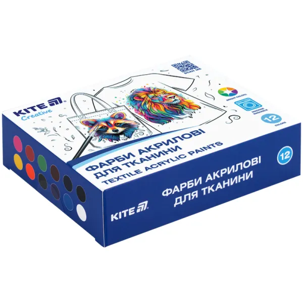 Краски акриловые для ткани, 12 цветов, 20 мл, Creative Kite (K-276) - Фото 6