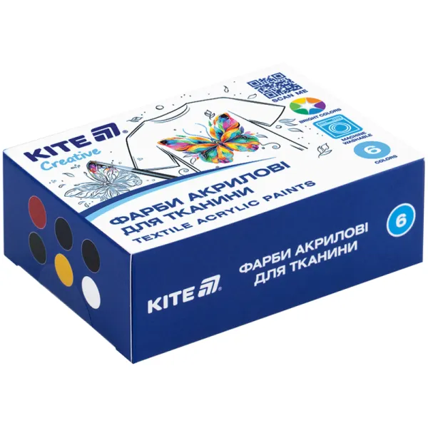 Краски акриловые для ткани, 6 цветов, 20 мл, Creative Kite (K-277) - Фото 7