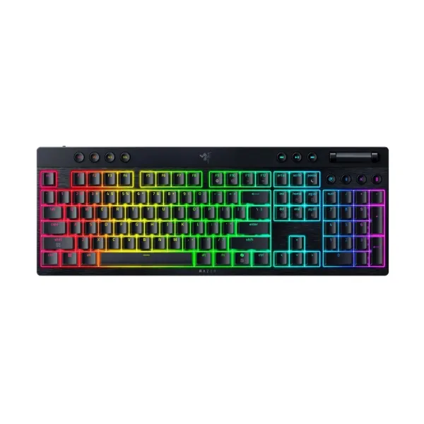 Клавиатура USB-A/WL/BT механическая RGB, BlackWidow V4 Low-profile HyperSpeed, Green Switch, EN, чёрная Razer (RZ03-05270100-R3M1)