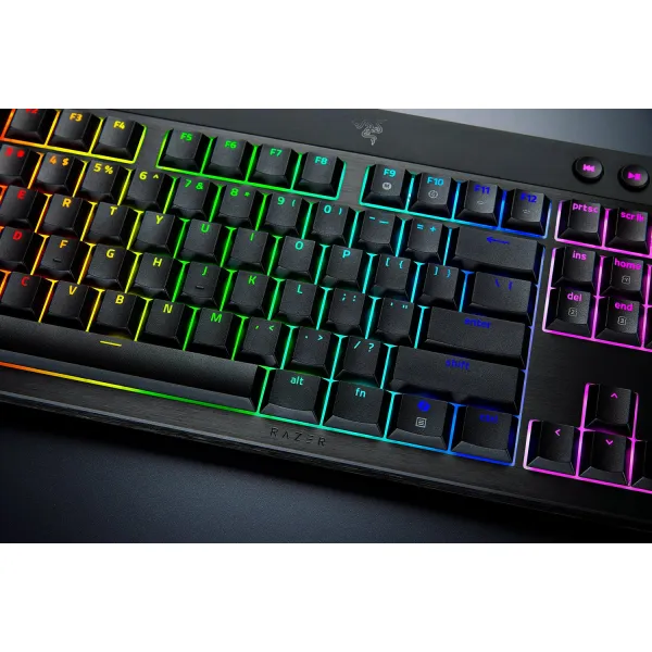 Клавиатура USB-A/WL/BT механическая RGB, BlackWidow V4 Low-profile HyperSpeed, Green Switch, EN, чёрная Razer (RZ03-05270100-R3M1) - Фото 3