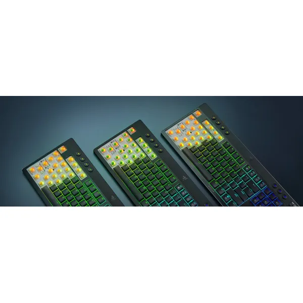 Клавиатура USB-A/WL/BT механическая RGB, BlackWidow V4 Low-profile HyperSpeed, Green Switch, EN, чёрная Razer (RZ03-05270100-R3M1) - Фото 5