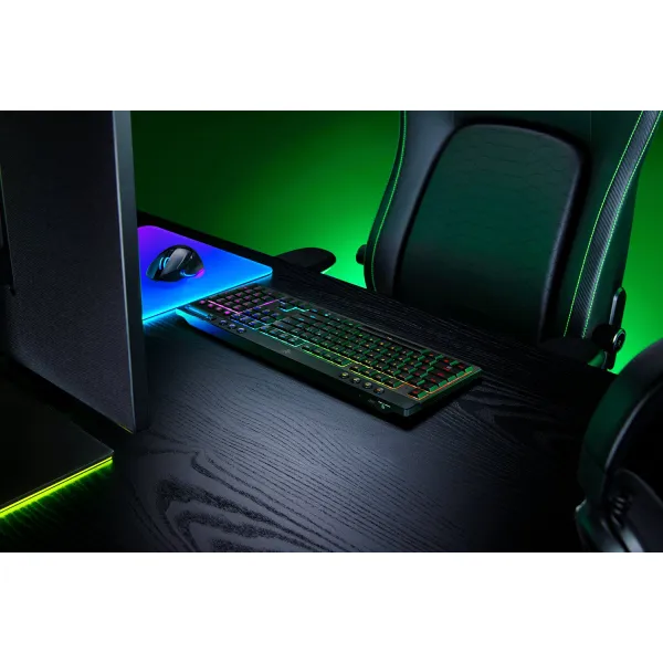Клавиатура USB-A/WL/BT механическая RGB, BlackWidow V4 Low-profile HyperSpeed, Green Switch, EN, чёрная Razer (RZ03-05270100-R3M1) - Фото 9