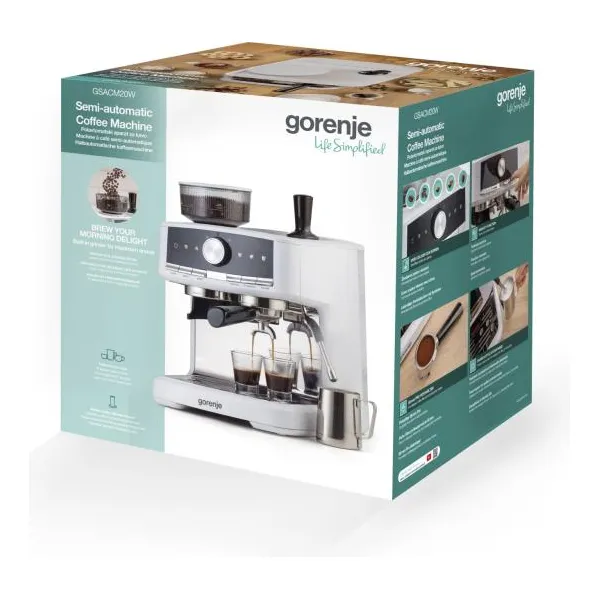 Кофеварка рожковая 2.5л белый Gorenje (GSACM20W) - Фото 27