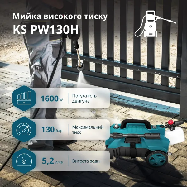 Мийка високого тиску 1600Вт Konner&Sohnen (KSPW130H) - Фото 3