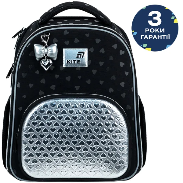 Рюкзак школьный подростковый Kite Education каркасный 556 Black&Silver (K26-556M-2) - Фото 5