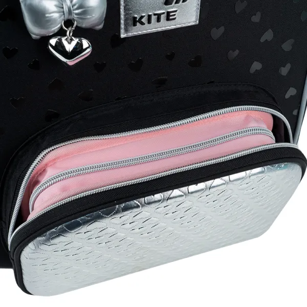 Рюкзак школьный подростковый Kite Education каркасный 556 Black&Silver (K26-556M-2) - Фото 8