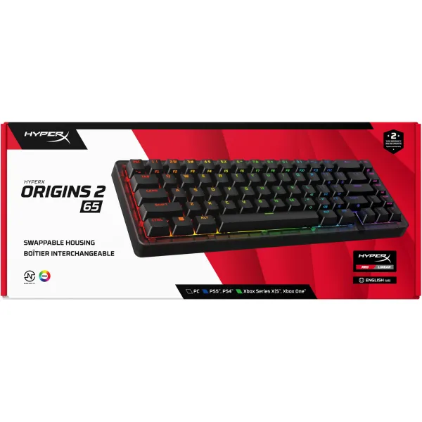 Клавиатура USB-A механическая RGB, Alloy Origins 2, Red, Hot-Swap, EN/UA, чёрная HyperX (B4QS3AA) - Фото 6