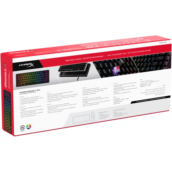 Клавиатура USB-A механическая RGB, Alloy Origins 2, Red, Hot-Swap, EN/UA, чёрная HyperX (B4QS3AA) - Фото 7