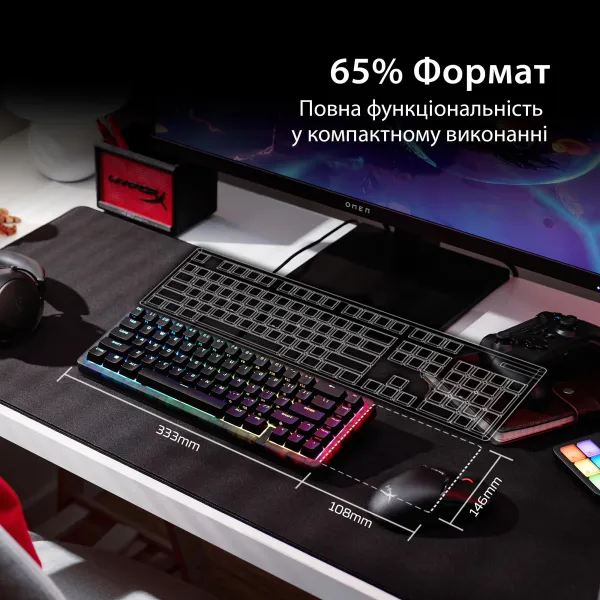 Клавиатура USB-A механическая RGB, Alloy Origins 2, Red, Hot-Swap, EN/UA, чёрная HyperX (B4QS3AA) - Фото 9