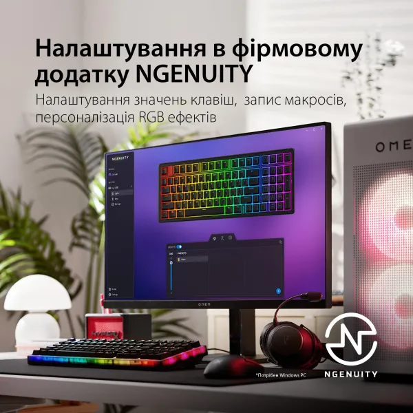 Клавиатура USB-A механическая RGB, Alloy Origins 2, Red, Hot-Swap, EN/UA, чёрная HyperX (B4QS3AA) - Фото 13