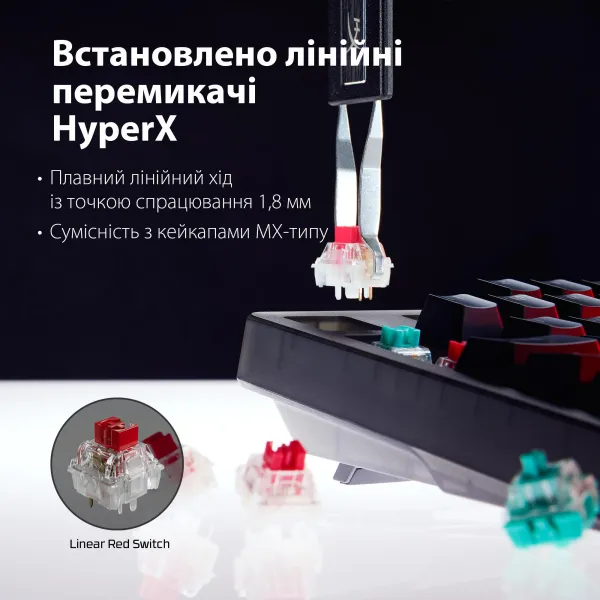 Клавиатура USB-A механическая RGB, Alloy Origins 2, Red, Hot-Swap, EN/UA, чёрная HyperX (B4QS3AA) - Фото 16
