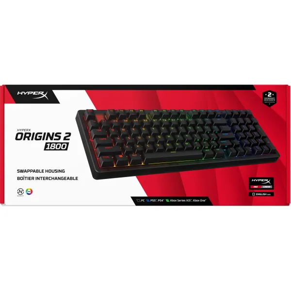 Клавиатура USB-A механическая RGB, Alloy Origins 2 1800, Red, Hot-Swap, EN/UA, чёрная HyperX (B4QS4AA) - Фото 6