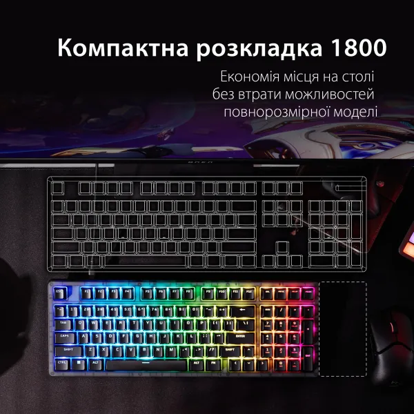 Клавиатура USB-A механическая RGB, Alloy Origins 2 1800, Red, Hot-Swap, EN/UA, чёрная HyperX (B4QS4AA) - Фото 10