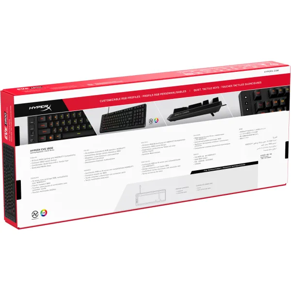 Клавіатура USB-A мембранна RGB, Alloy Origins EVE 1800, Red, EN/UA, чорна HyperX (B7JE0AA) - Фото 6
