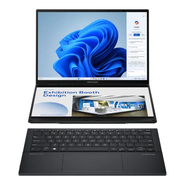 Ноутбук Zenbook Duo 14" OLED, Intel Ultra 9 285H, 32GB, F1TB, Win11, серый ASUS (90NB14X1-M001N0) - Фото 1