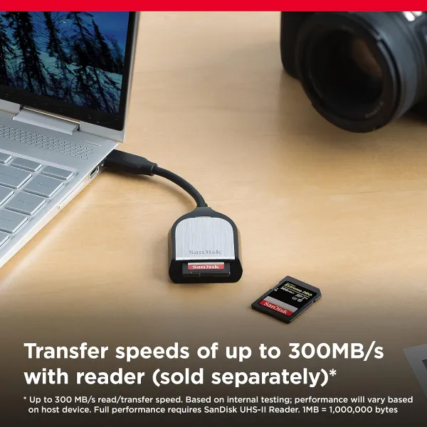 Карта памяти 256GB SD C10 UHS-II U3 R300/W300MB/s Extreme Pro V90 SanDisk (SDSDXDM-256G-GN4IN) - Фото 3