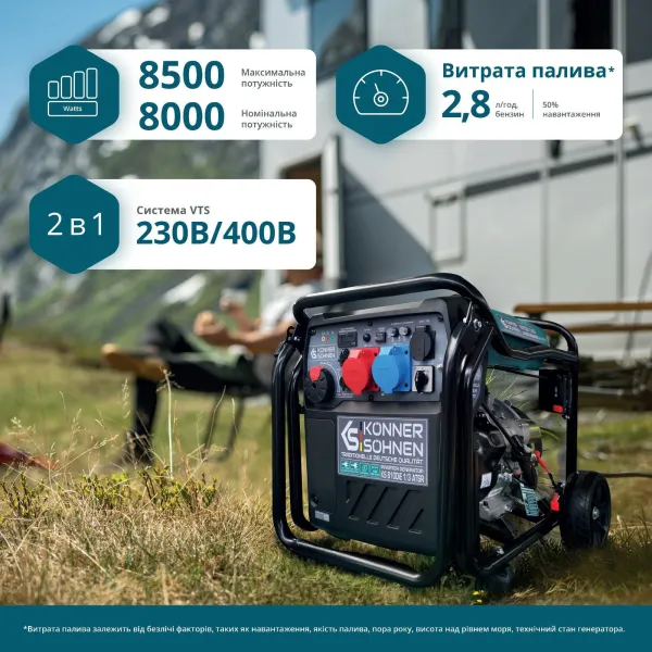 Генератор инверторный бензиновый 230/400В 8/8.5кВт Konner&Sohnen (KS8100IE1/3ATSR) - Фото 9