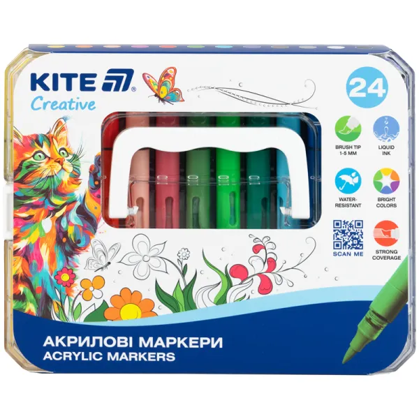 Маркеры акриловые с жидкими чернилами, 24 шт Creative Kite (K-1162)