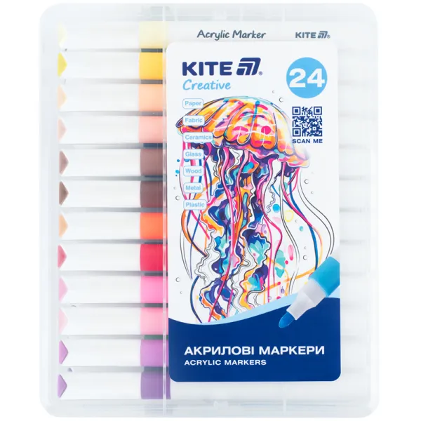 Маркери акрилові Jumbo, 24 шт Creative Kite (K-1291)