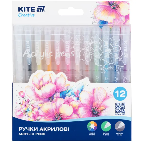 Ручки акриловые, набор 12 шт Creative Kite (K-1295)