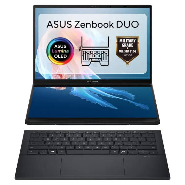 Ноутбук Zenbook Duo 14" OLED, Intel Ultra 9 285H, 32GB, F2TB, Win11P, серый ASUS (90NB14X1-M001P0) - Фото 1
