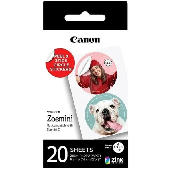 Бумага ZINK 1.3" в виде круглых наклейок, 20 л. Canon(4967C003)
