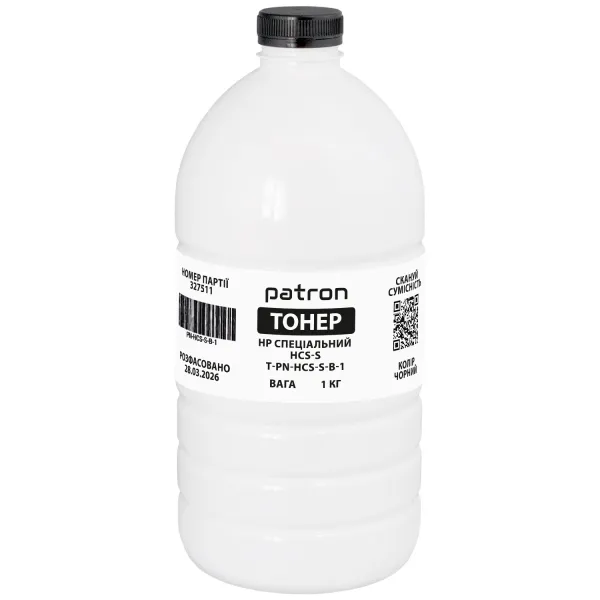 Тонер HP специальный HCS-S флакон, 1 кг, черный Patron (PN-HCS-S-B-1) - Фото 1