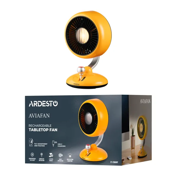 Вентилятор настільний 12см, жовтий ARDESTO (FT-F3600Y) - Фото 7