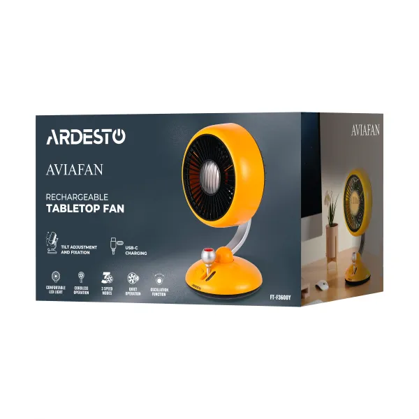 Вентилятор настільний 12см, жовтий ARDESTO (FT-F3600Y) - Фото 8