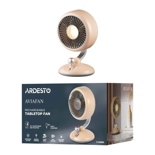 Вентилятор настільний 12см, бежевий ARDESTO (FT-F3600BG) - Фото 7