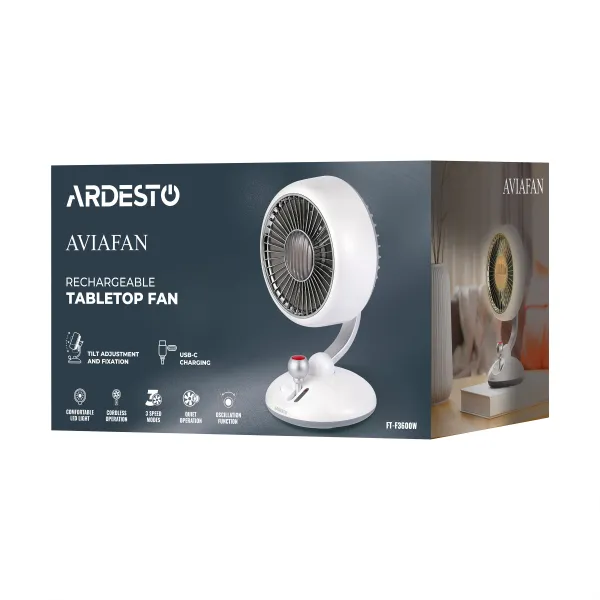 Вентилятор настільний 12см, білий ARDESTO (FT-F3600W) - Фото 8