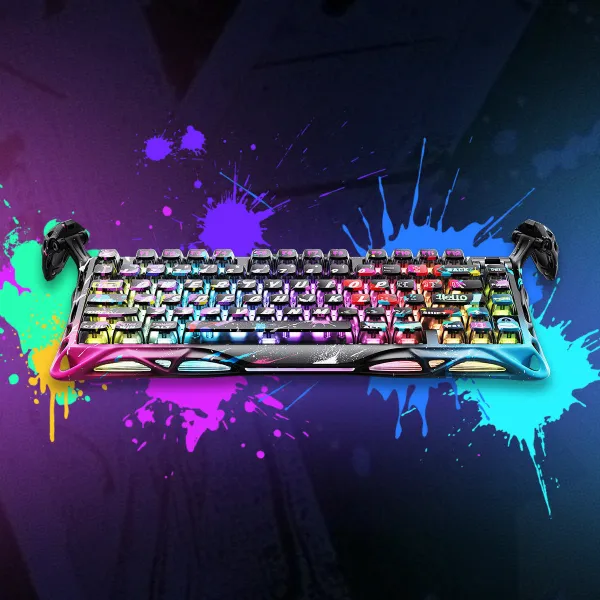 Клавиатура USB-A магнитная, RGB, Mercury V75 Pro, Magnetic Jade Gaming, 8K, Neon Graffiti GravaStar (GSV75PRO_U_CG_BLK) - Фото 1