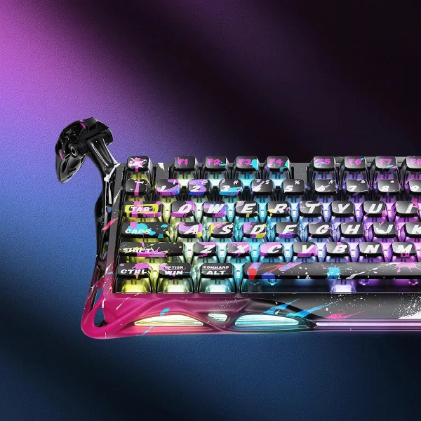 Клавиатура USB-A магнитная, RGB, Mercury V75 Pro, Magnetic Jade Gaming, 8K, Neon Graffiti GravaStar (GSV75PRO_U_CG_BLK) - Фото 3