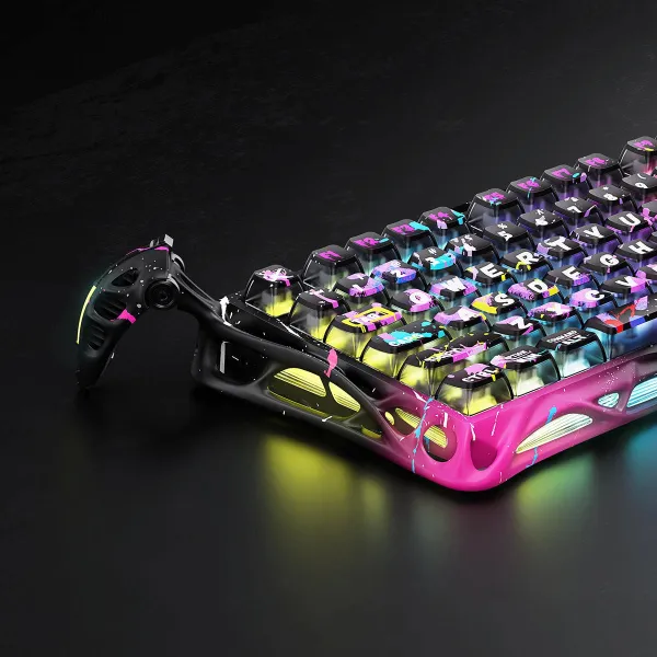 Клавиатура USB-A магнитная, RGB, Mercury V75 Pro, Magnetic Jade Gaming, 8K, Neon Graffiti GravaStar (GSV75PRO_U_CG_BLK) - Фото 4