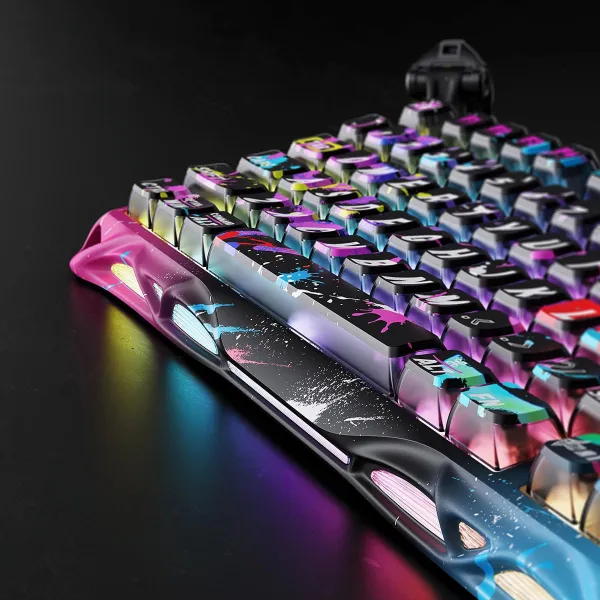 Клавиатура USB-A магнитная, RGB, Mercury V75 Pro, Magnetic Jade Gaming, 8K, Neon Graffiti GravaStar (GSV75PRO_U_CG_BLK) - Фото 5