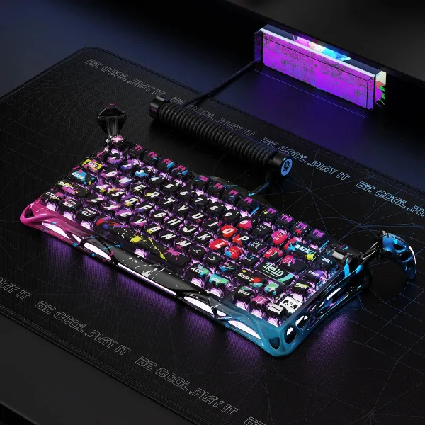 Клавиатура USB-A магнитная, RGB, Mercury V75 Pro, Magnetic Jade Gaming, 8K, Neon Graffiti GravaStar (GSV75PRO_U_CG_BLK) - Фото 8