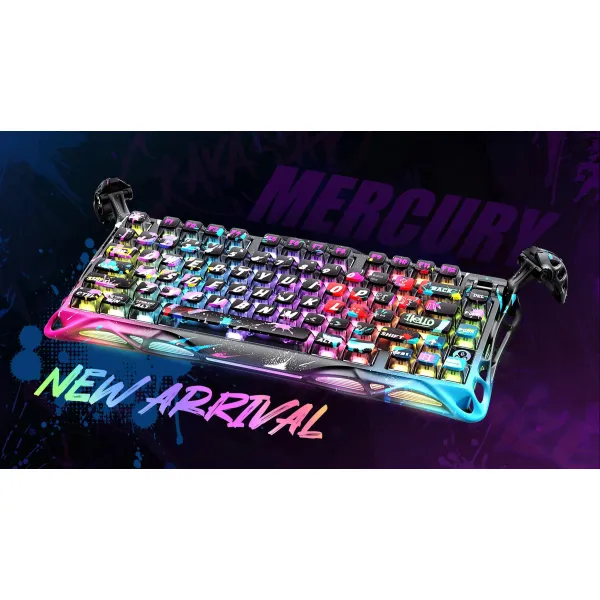 Клавиатура USB-A магнитная, RGB, Mercury V75 Pro, Magnetic Jade Gaming, 8K, Neon Graffiti GravaStar (GSV75PRO_U_CG_BLK) - Фото 9