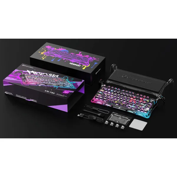 Клавиатура USB-A магнитная, RGB, Mercury V75 Pro, Magnetic Jade Gaming, 8K, Neon Graffiti GravaStar (GSV75PRO_U_CG_BLK) - Фото 10