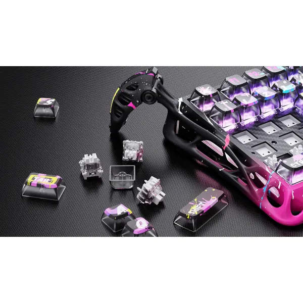 Клавиатура USB-A магнитная, RGB, Mercury V75 Pro, Magnetic Jade Gaming, 8K, Neon Graffiti GravaStar (GSV75PRO_U_CG_BLK) - Фото 11