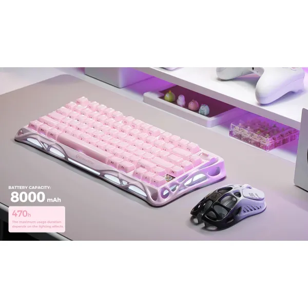 Клавиатура BT/WL/USB механическая Mercury K1, GravaStar x Kailh Cheery Pink, EN, Sakura Pink GravaStar (GS_K1_P_PNK) - Фото 2