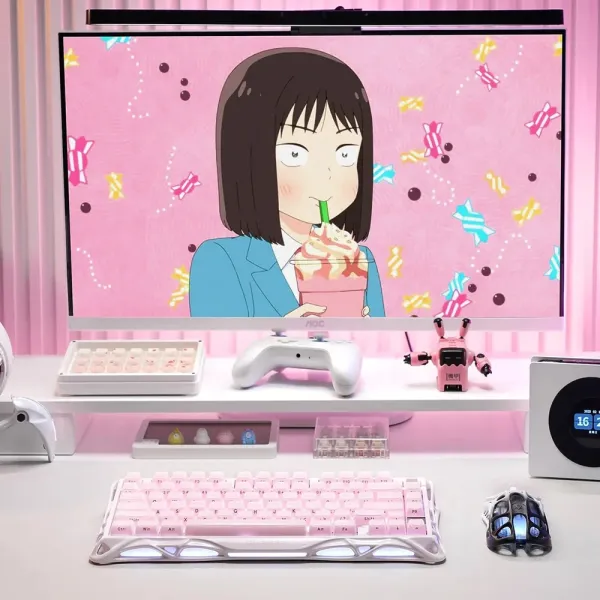 Клавиатура BT/WL/USB механическая Mercury K1, GravaStar x Kailh Cheery Pink, EN, Sakura Pink GravaStar (GS_K1_P_PNK) - Фото 6