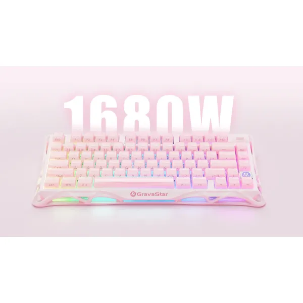 Клавиатура BT/WL/USB механическая Mercury K1, GravaStar x Kailh Cheery Pink, EN, Sakura Pink GravaStar (GS_K1_P_PNK) - Фото 7
