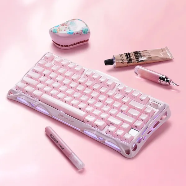 Клавиатура BT/WL/USB механическая Mercury K1, GravaStar x Kailh Cheery Pink, EN, Sakura Pink GravaStar (GS_K1_P_PNK) - Фото 8